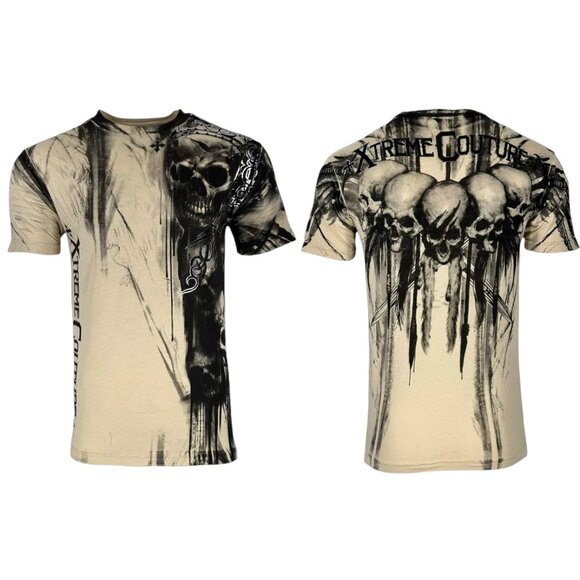Xtreme Couture by Affliction Men's T-Shirt Walking Skull Biker Y2K S-5XL - Picture 2 of 5